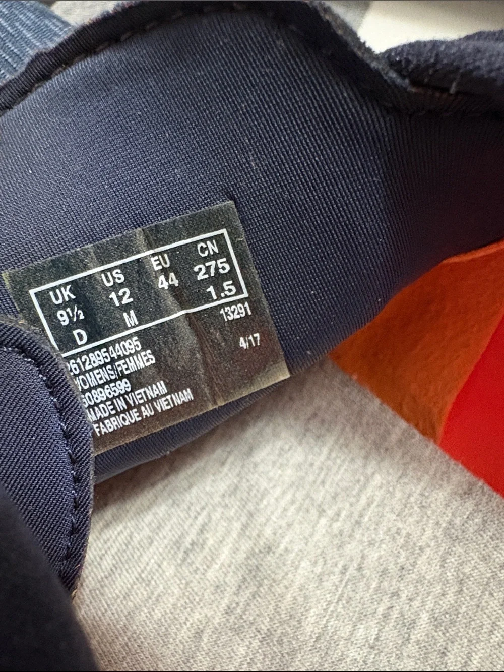 Clarks Cloudsteppers Dowling Pearl Walking Shoes Bungee Lace Navy Orange Size 12
